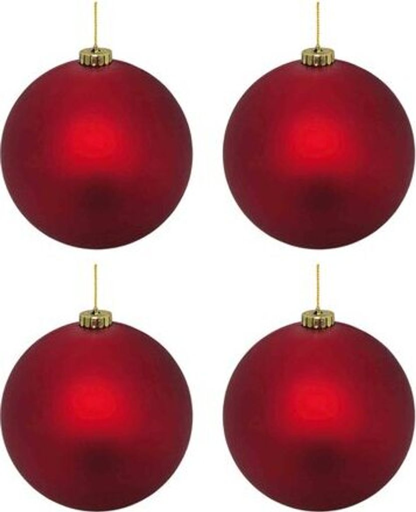4x Weihnachtskugeln Christbaumkugeln aus Kunststoff rot Produktbild 