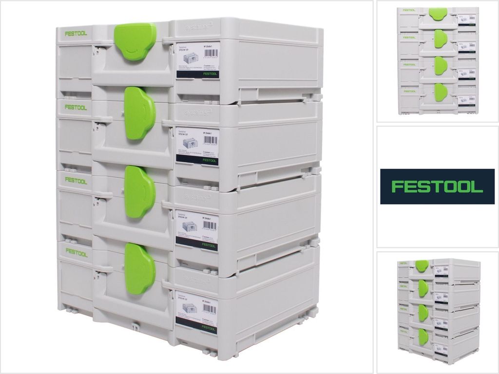 Festool Systainer Set 4x SYS3 M 137 ( 4x 204841 ) 10,4 Liter 396x296x137mm Werkzeugkoffer koppelbar