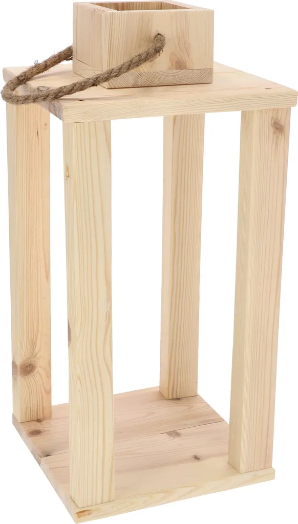 Grande lanterne bois pour bougies et fleurs - Décoration maison L