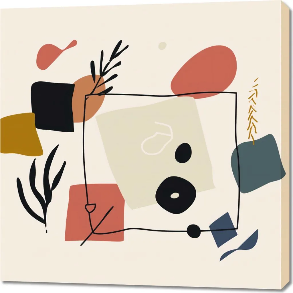 Tableau Image 90 x 90 cm Dialogue abstrait - Toile Carrée Moderne