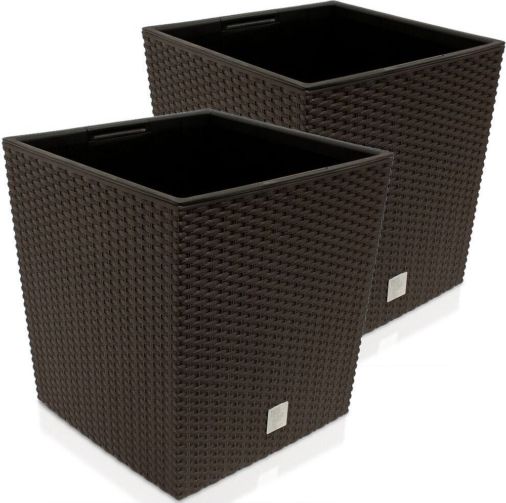 2x Bac à fleurs Marron 64 L aspect polyrotin Pot de fleurs Image du produit 