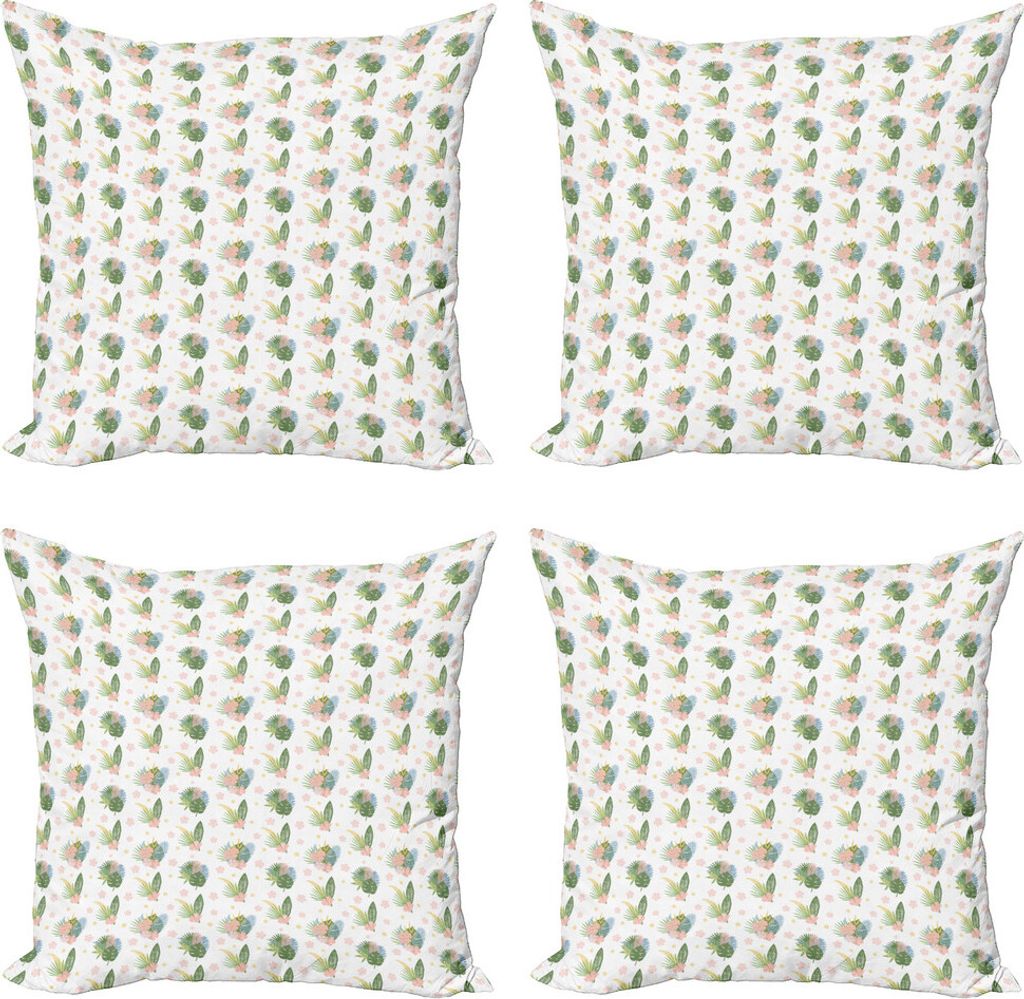 ABAKUHAUS Philodendron Kissenbezug Set (4 Stück), Sommer Tropic, Moderner Doppelseitiger Digitaldruck, 45 cm x 45 cm, Resedagrün Blush