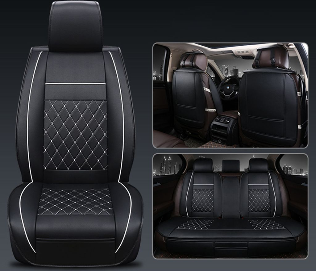 Universal All Car Leder Support Pad Sitzbezüge Kissen Zubehör Schwarz und weiß Standard Edition Single