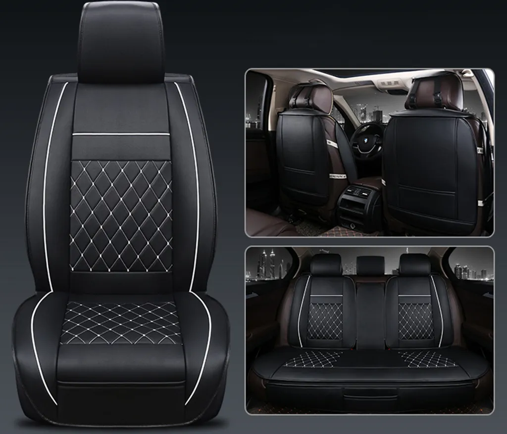 Cuscino Sedile Auto Pelle Universale Bianco Nero - Edizione Standard