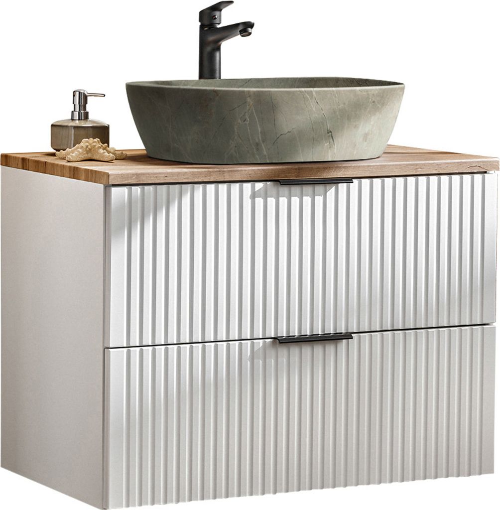 Badmöbel Waschtisch Unterschrank Set 80 cm matt weiß mit Produktbild 