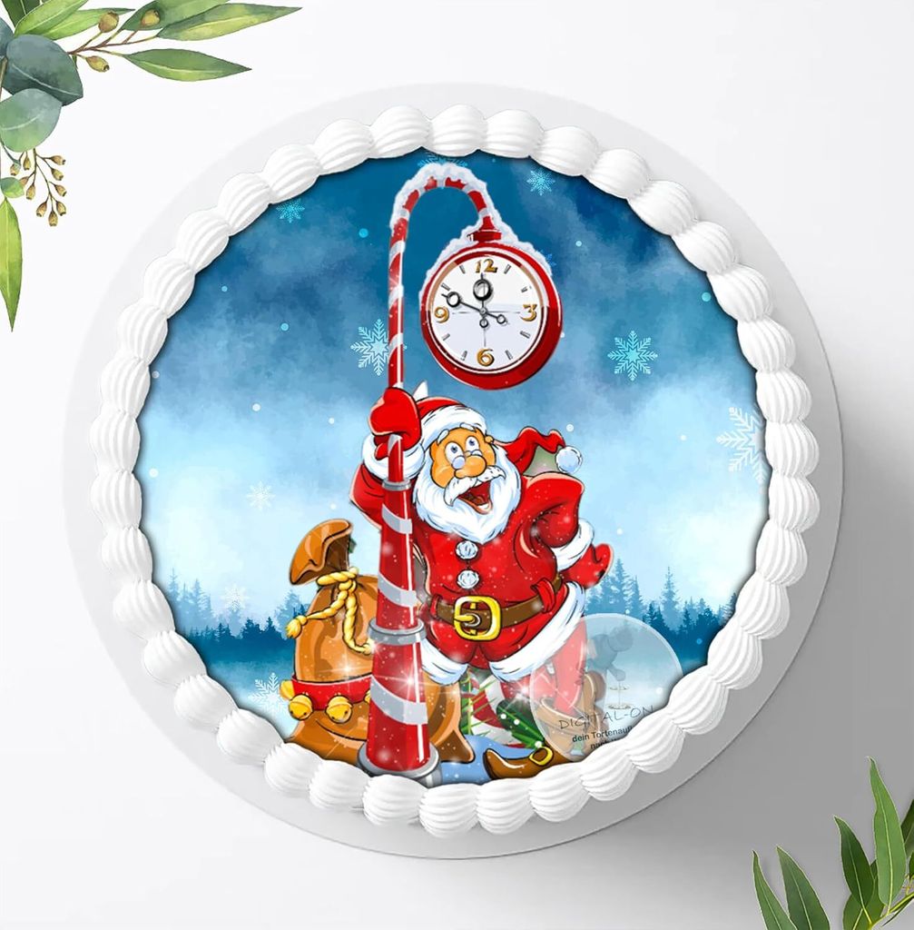 Für die Geburtstags Torte ein Tortenaufleger, Zuckerbild mit dem Motiv: Weihnachten, Essbares Foto für Torten, Fondant, Ø 20cm, 0365w