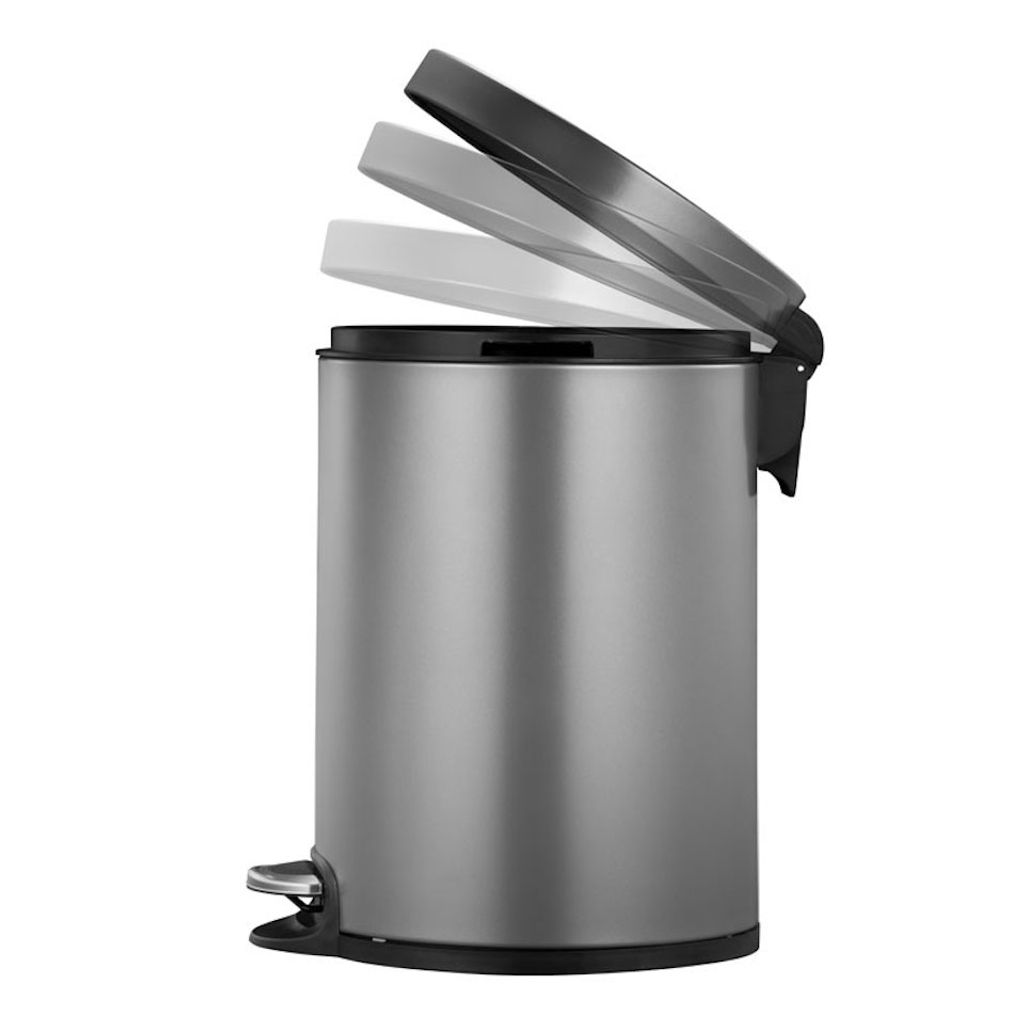 EmoH Abfalleimer Mit Soft-Close Deckel, 7,5 Liter, Schwarz – Trittpedal, Edelstahl, Mit Duftbeuteln