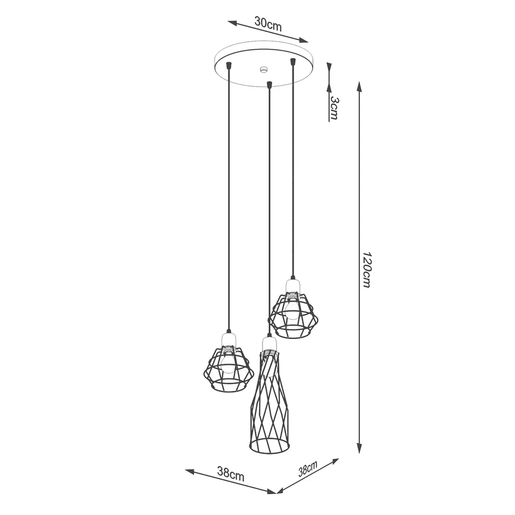 Suspension noire 3 sources SUBA idéale pour table à manger et loft - 4