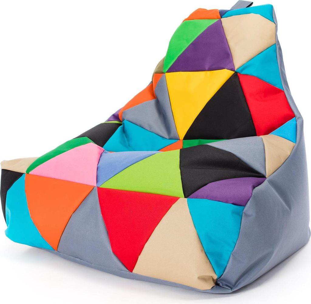 Ecopuf, Keiko Patchwork Sessel Outdoor, Sitzsack, Grau Nc16, Mittelgroß