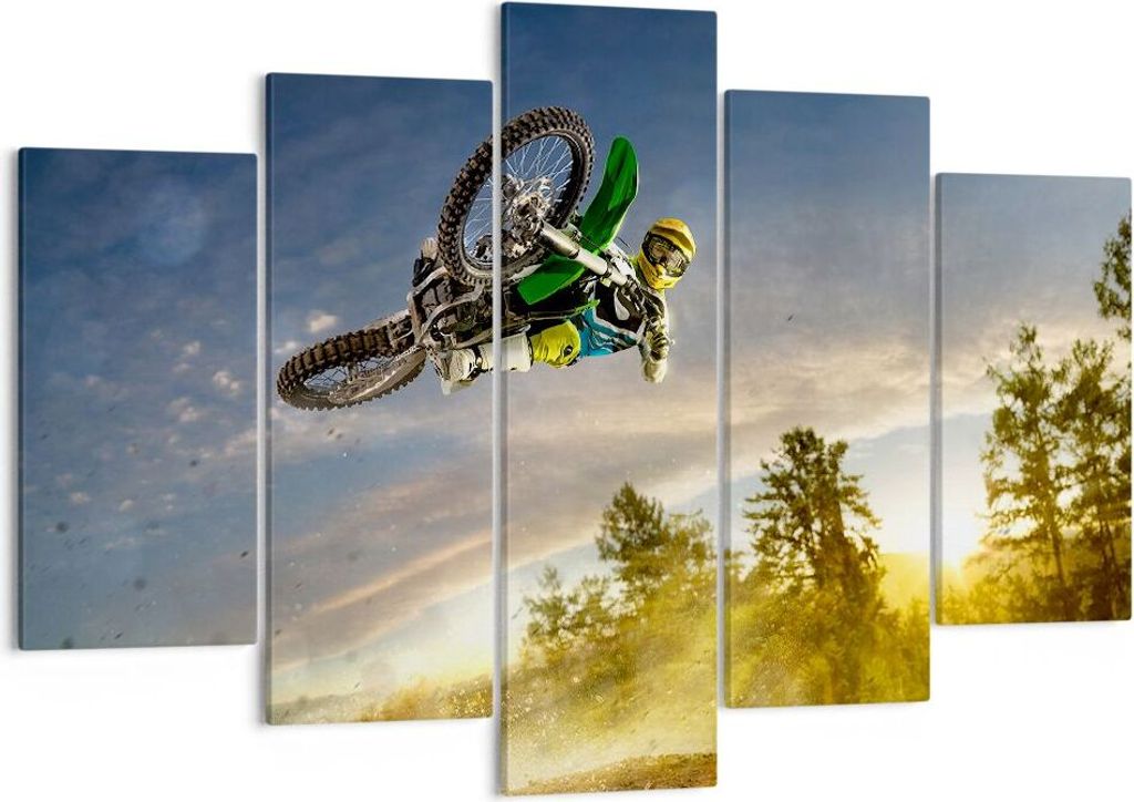 Bild auf Leinwand - Leinwandbild - Motorrad Extrem Spaß Wettbewerbe - 150x100cm - Wand Bild - Wanddeko - Leinwanddruck - Bilder - Kunstdruck - Lei...