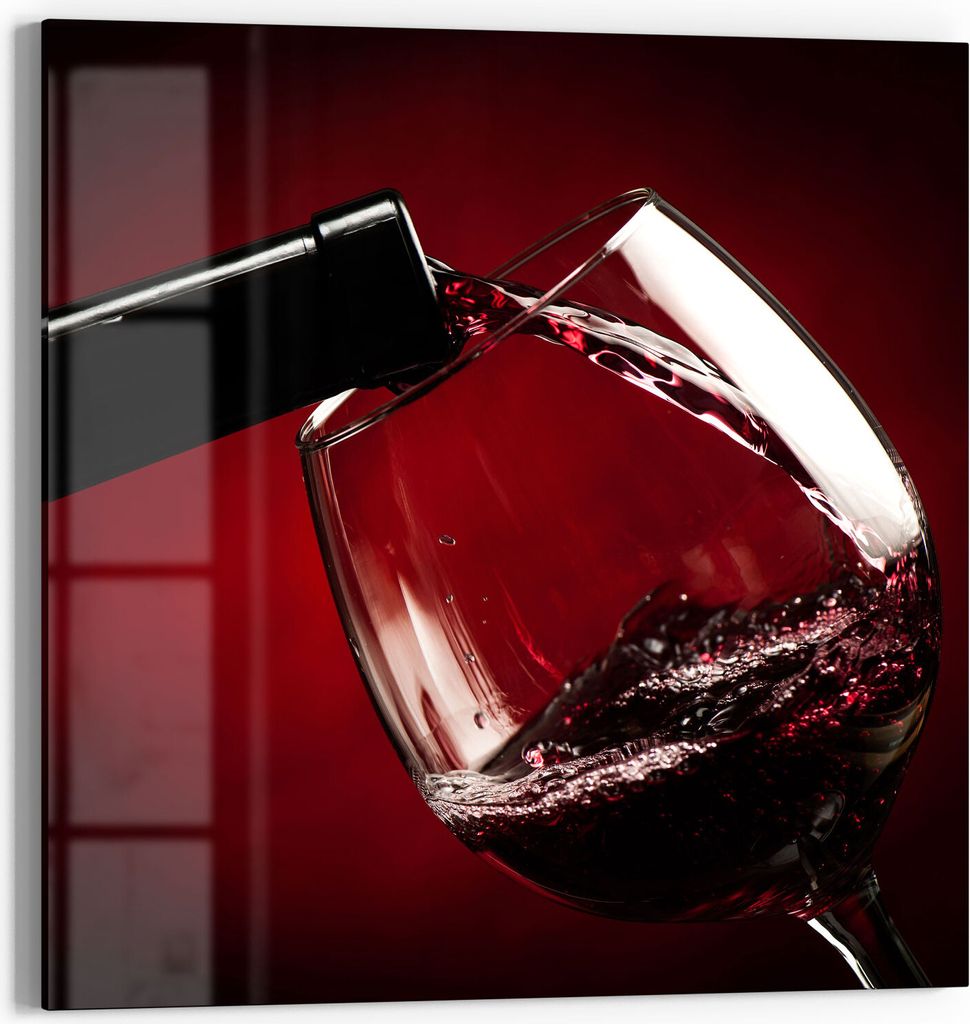 DEQORI Magnettafel Glas 50x50 cm 'Rotwein wird eingeschenkt' beschreibbar Whiteboard