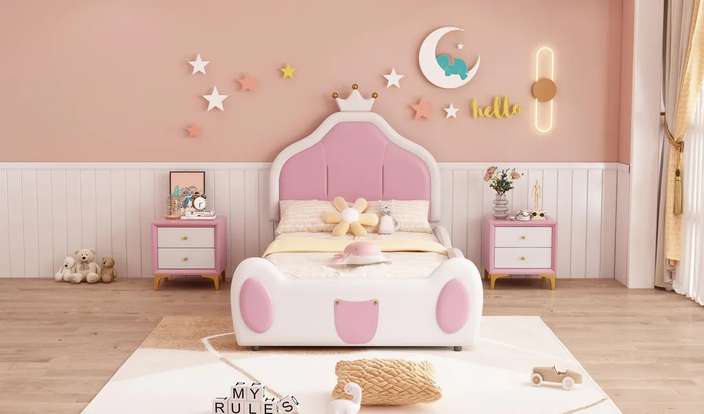 Lit simple bicolore style patchwork pour chambre d'enfant moderne