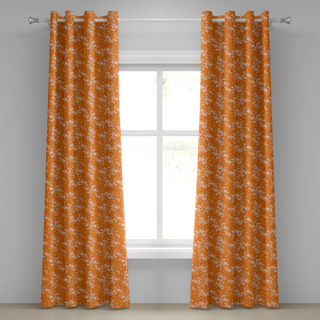 ABAKUHAUS Astratto Tenda in Microfibra, Geometrico Fumo Come a Righe Enorme Floreale Flower Design Opera d'Arte, Pannelli Set di 2 per Trattamenti Finestra, 150 cm x 225 cm, Mare Blu