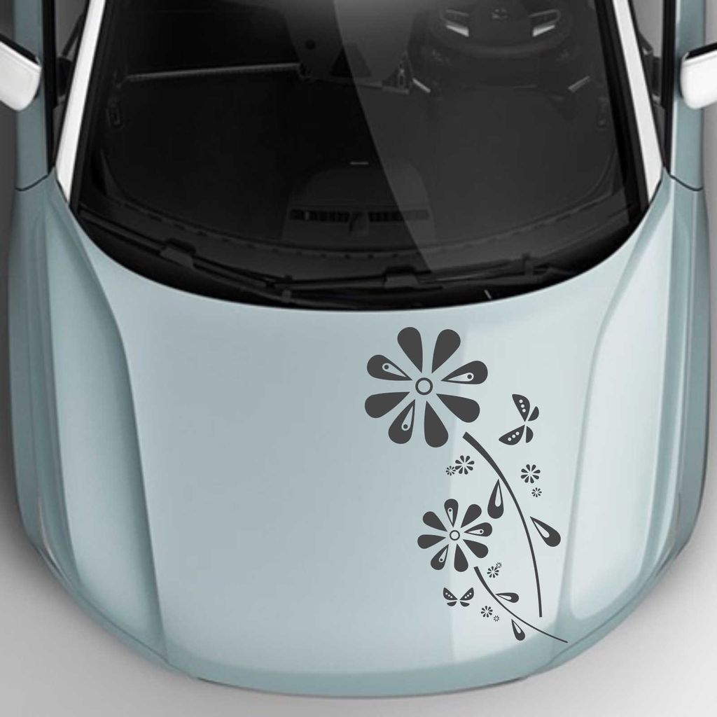 Aufkleber - Autoaufkleber "Margaritenblüten" 80cm x 39cm Graphit metallic - Tuning Carystyling Heckscheibe Auto