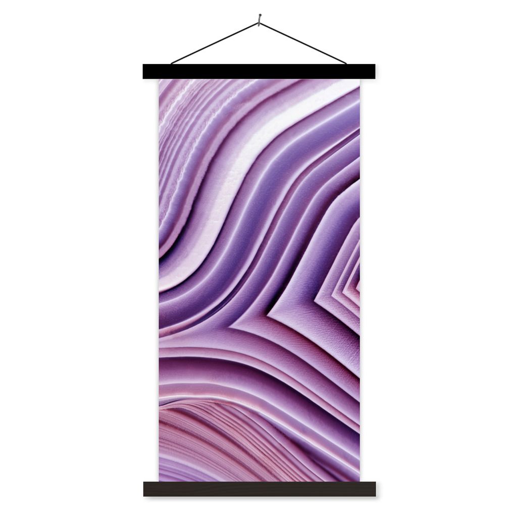 MuchoWow Textilposter Naturstein - Nahaufnahme - Weiß 90x180 cm mit schwarzem Rahmen - Dekoration Wohnzimmer