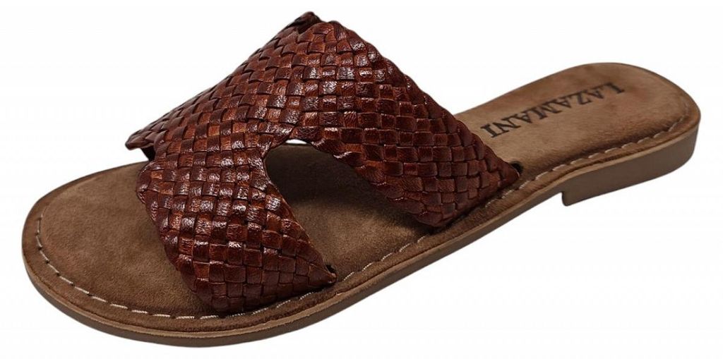 Lazamani Flor Damen Leder-Pantoletten Tan Größe 40 Produktbild 