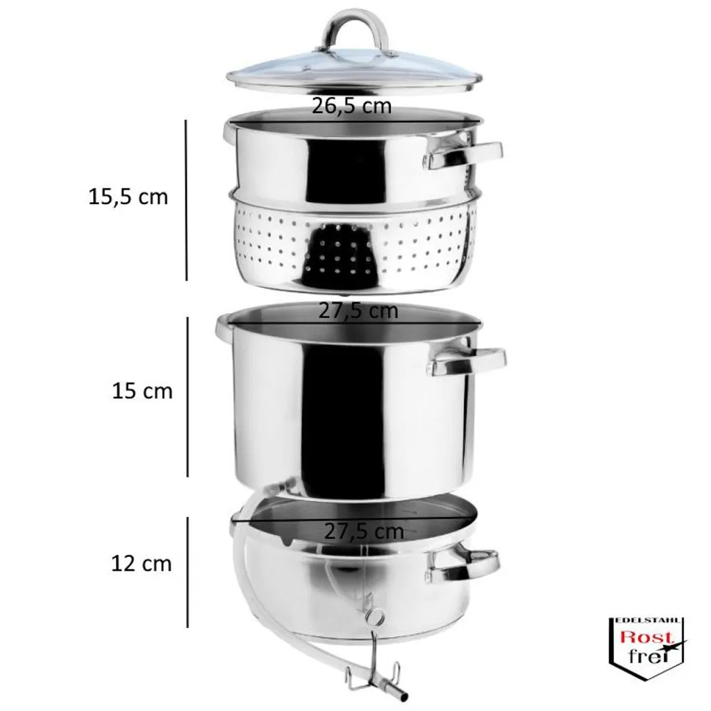 Machine à jus 8L en inox compatible induction et lave-vaisselle