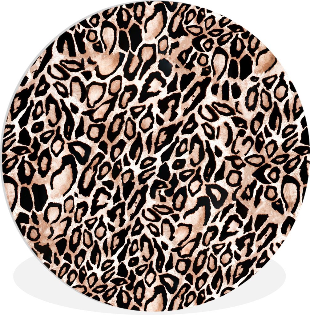 MuchoWow Rundes Wandbild - Runde Bilder Panther Druck - Flecken - Schwarz Ø 60 cm Kreis Wanddekoration Kunststoff - Wandkreis - Wandschmuck - Wa...