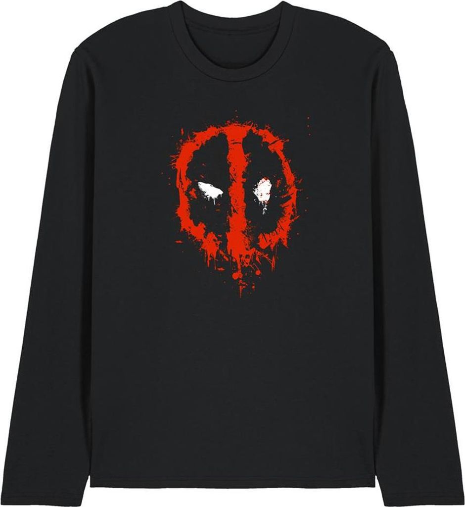 Deadpool - T-Shirt für Herren/Damen Uni, Logo, Langärmlig TV28596 (M) (Schwarz)