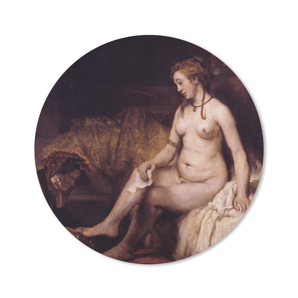 MuchoWow Mauspad Mousepad Bathsheba in der Badewanne - Rembrandt van Rijn 50x50 cm - Mousepads - Maus Mat - Pad - Mausunterlage - Vinyl