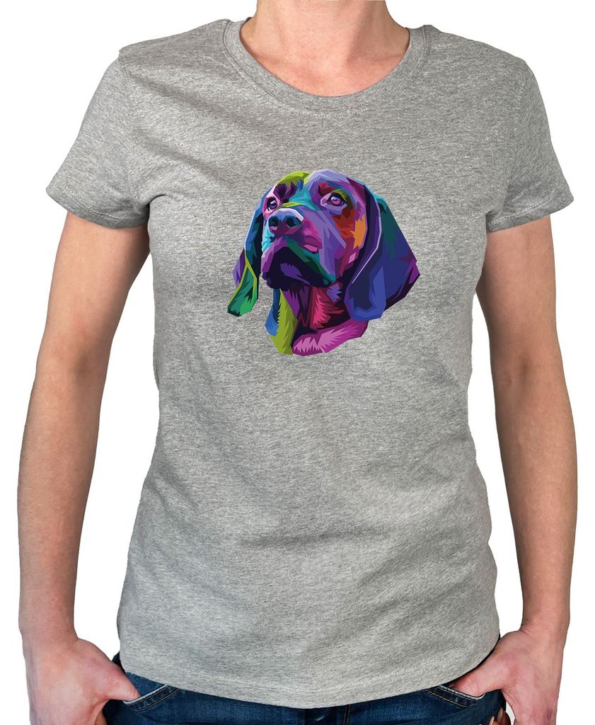 Huuraa Damen T-Shirt Labrador Colorful M Sport Grey Bio Baumwolle Fairtrade Damenshirt Geschenkidee