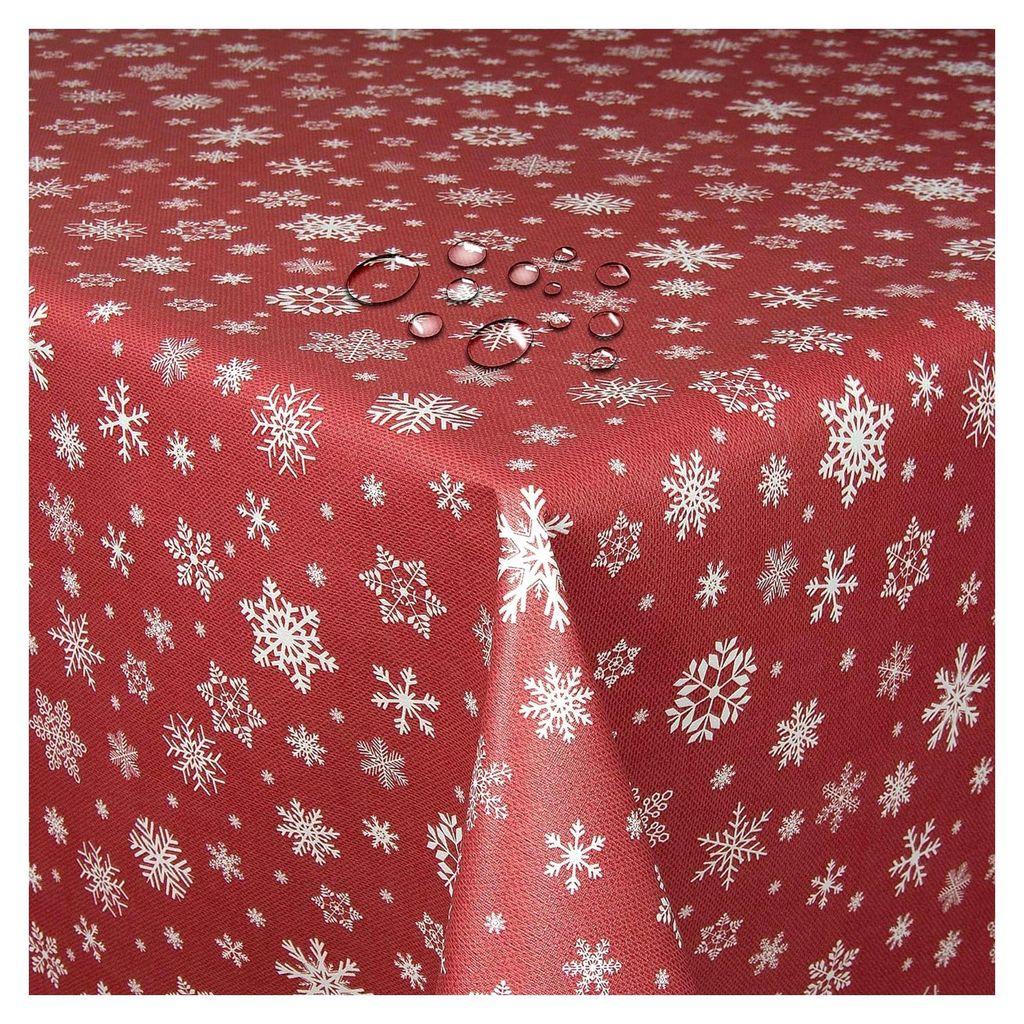 Wachstischdecke mit Weihnachtsmotiv in Rot, Größe wählbar, 140 x 240 cm, abwaschbar