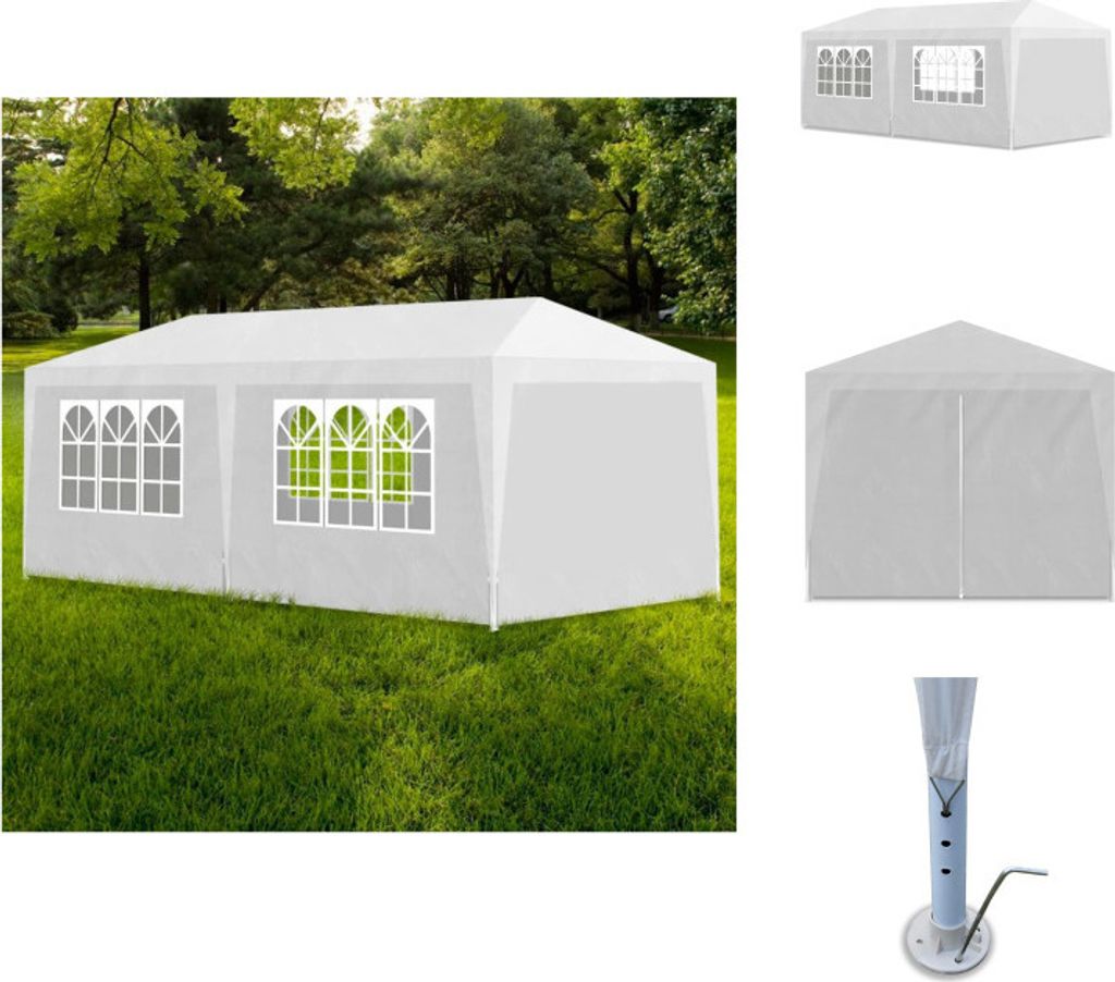 vidaXL Partyzelt 3x6 m Weiß - Pavillons & Partyzelte