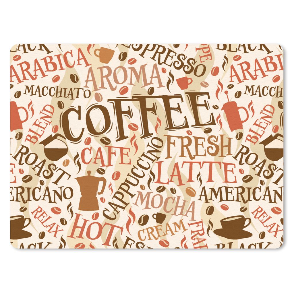 MuchoWow Mauspad Mousepad Kaffee - Vintage - Muster 23x19 cm - Mousepads - Maus Mat - Pad - Mausunterlage - Schreibtischunterlage - Mauspad