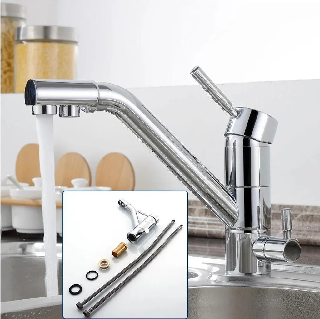 Miscelatore 3 in 1 Cucina Osmosi: Argento Chiaro Monocomando Girevole - 5