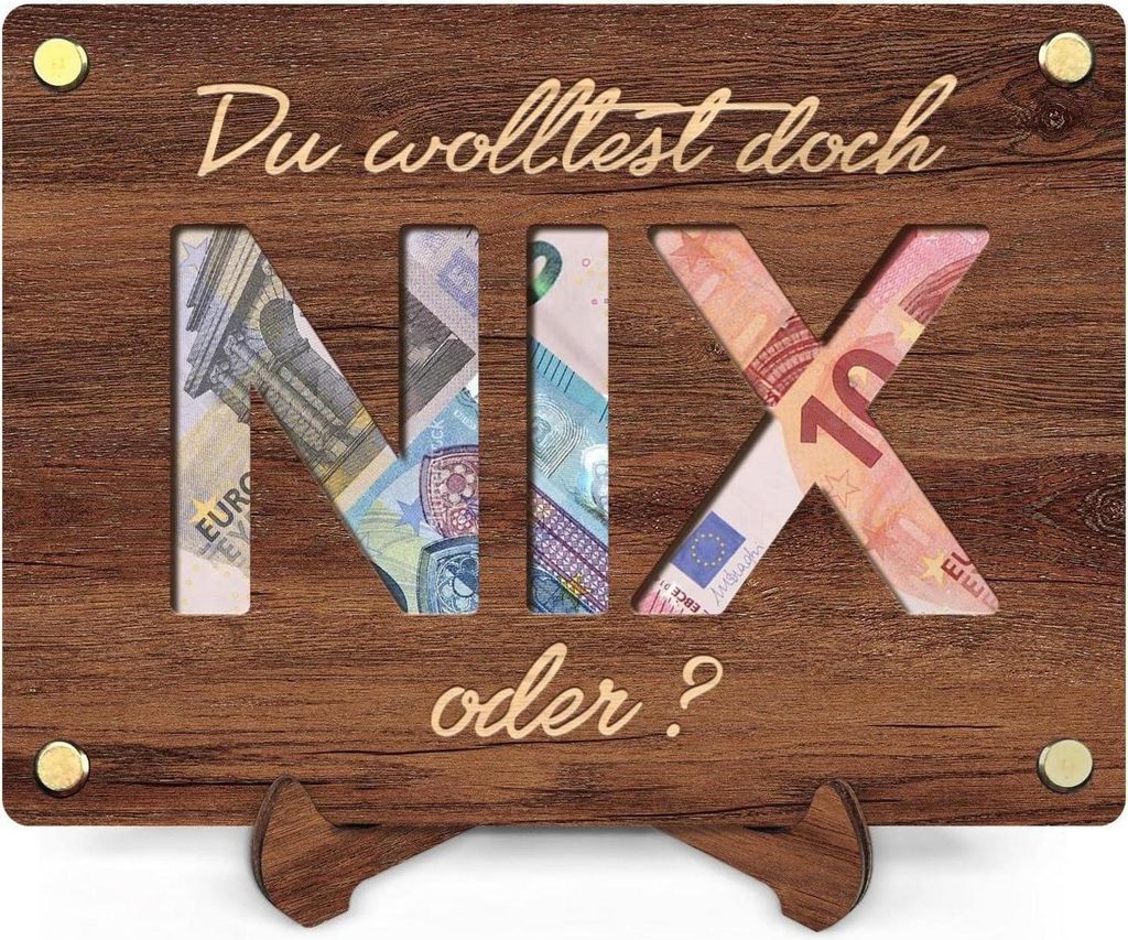 NIX Geld Geschenke aus Holz Geburtstag Hochzeit Reisen Produktbild 