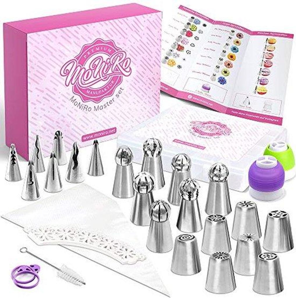 Professionelle Edelstahl-Spritzset mit Silikon, 91-teilig, für Torten und Cupcakes