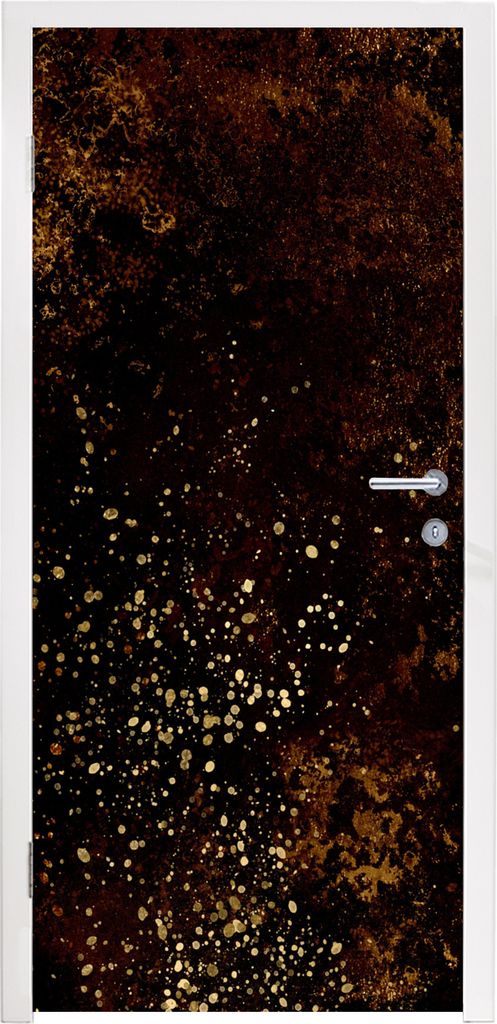 MuchoWow Türtapete Selbstklebende Türfolie Gold - Schwarz - Rost - Vintage 80x205 cm Türposter Türaufkleber Klebefolie Türklebefolie - Fotot...