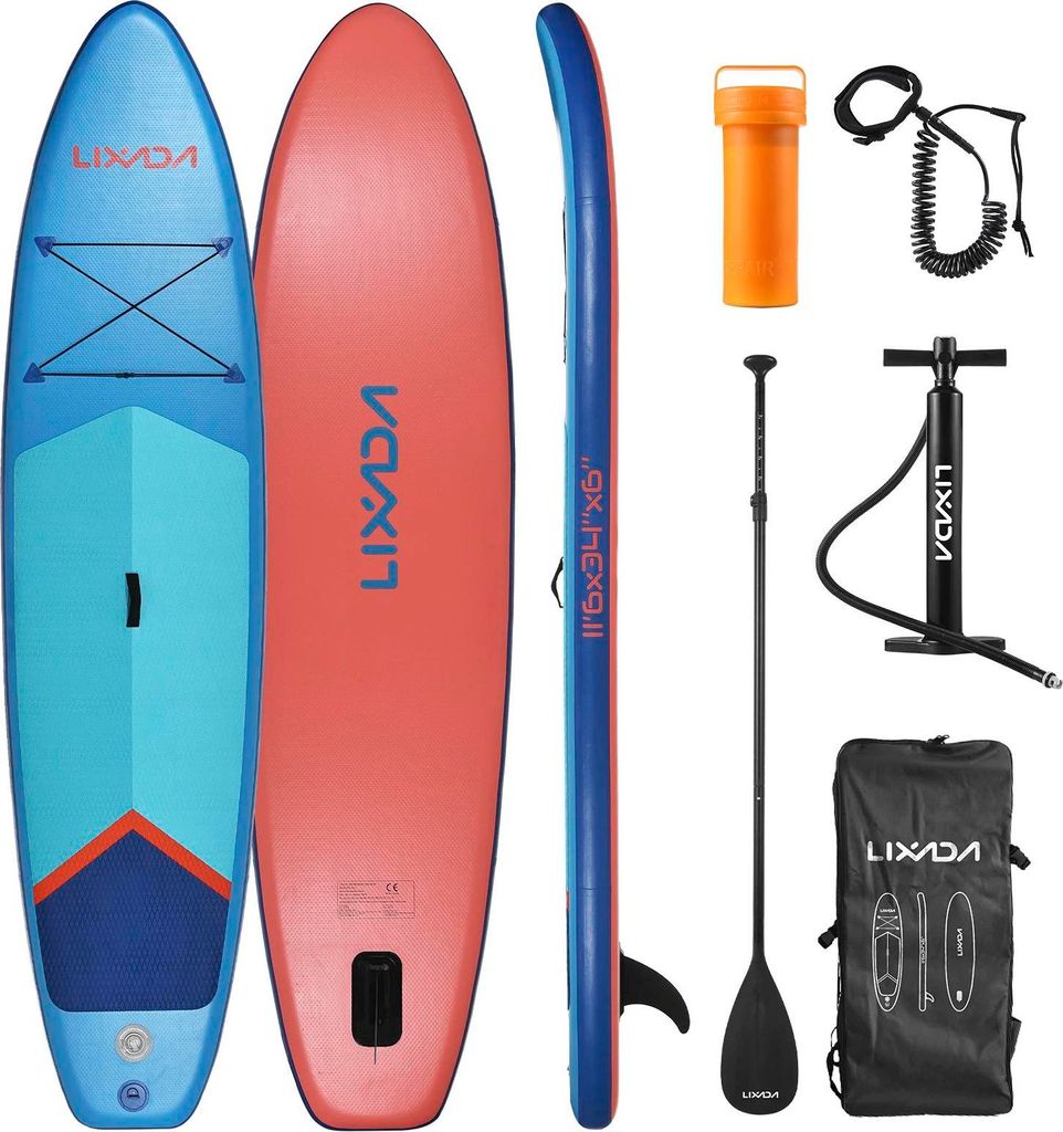 Aufblasbares SUP Board - Stand Up Paddleboard Set - 3,5 m - 15 cm Dick - Verstellbares Paddel & Pumpe - Für Herren - Weiß