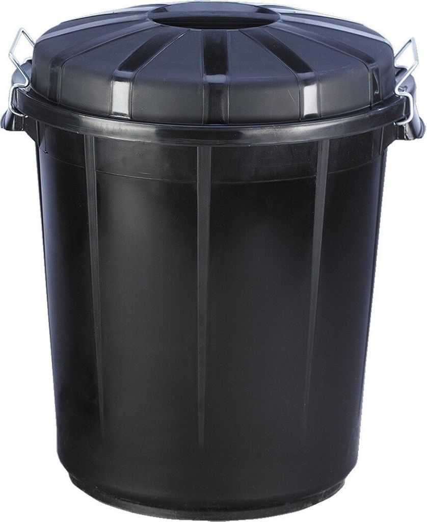 Poubelle ronde avec couvercle 70l noir Image du produit 