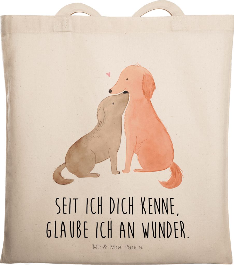 Mr. & Mrs. Panda Jutebeutel Hunde Liebe - Transparent - Geschenk, Tote Bag, Wunder, Einkaufstasche, Optimitisch, Verliebt, Hund, Laptoptasche, Kuss...