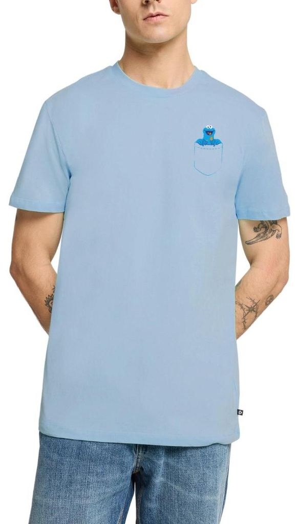 Spreadshirt Sesamstraße Krümelmonster In A Pocket Brusttasche Männer Premium T-Shirt, L, Hellblau
