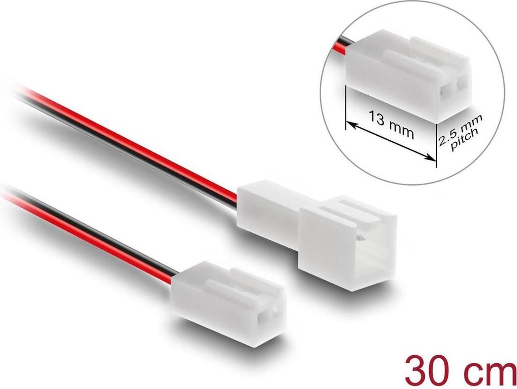 Delock Lüfter Verlängerungskabel Stecker zu Buchse 2 Pin30 cm
