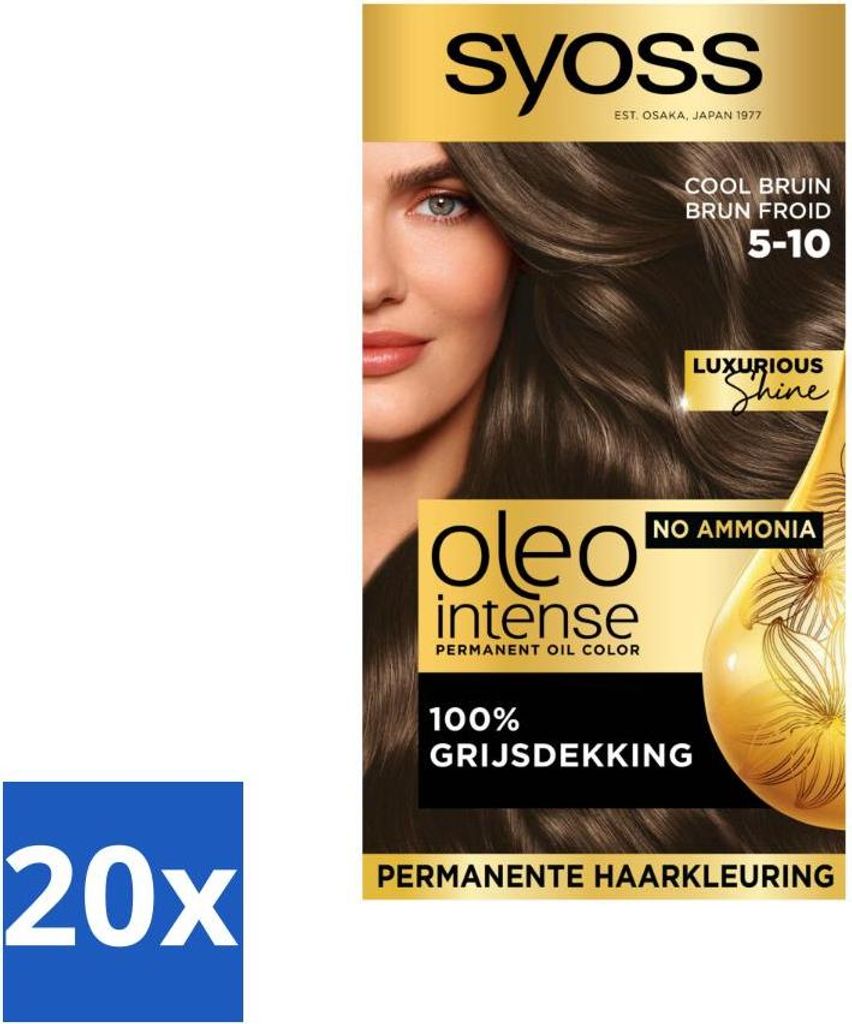 SYOSS – Oleo Intense 5-10 – Haarfärbemittel – Permanente Haarfarbe – Kühles Braun – Langanhaltende Farbe - Vorteilspack - 20 Stücke
