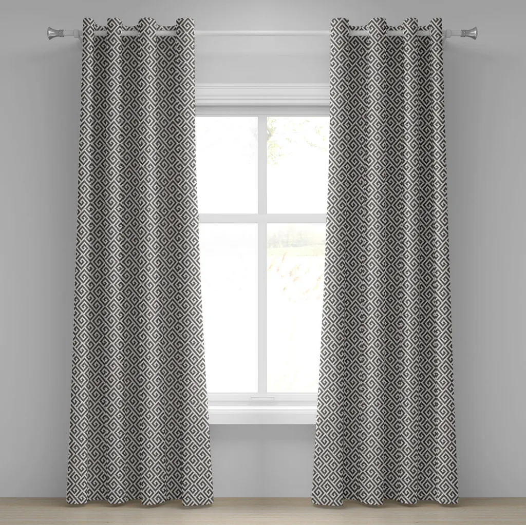 Rideaux décoratifs à 2 panneaux motif labyrinthe moderne 280x175 cm