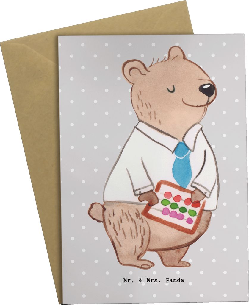Mr. & Mrs. Panda babykarte Bankangestellter Herz - Grau Pastell - Geschenk, weihnachtskarten, einladungskarten, dankeskarten, Schlau, osterkarten, ...
