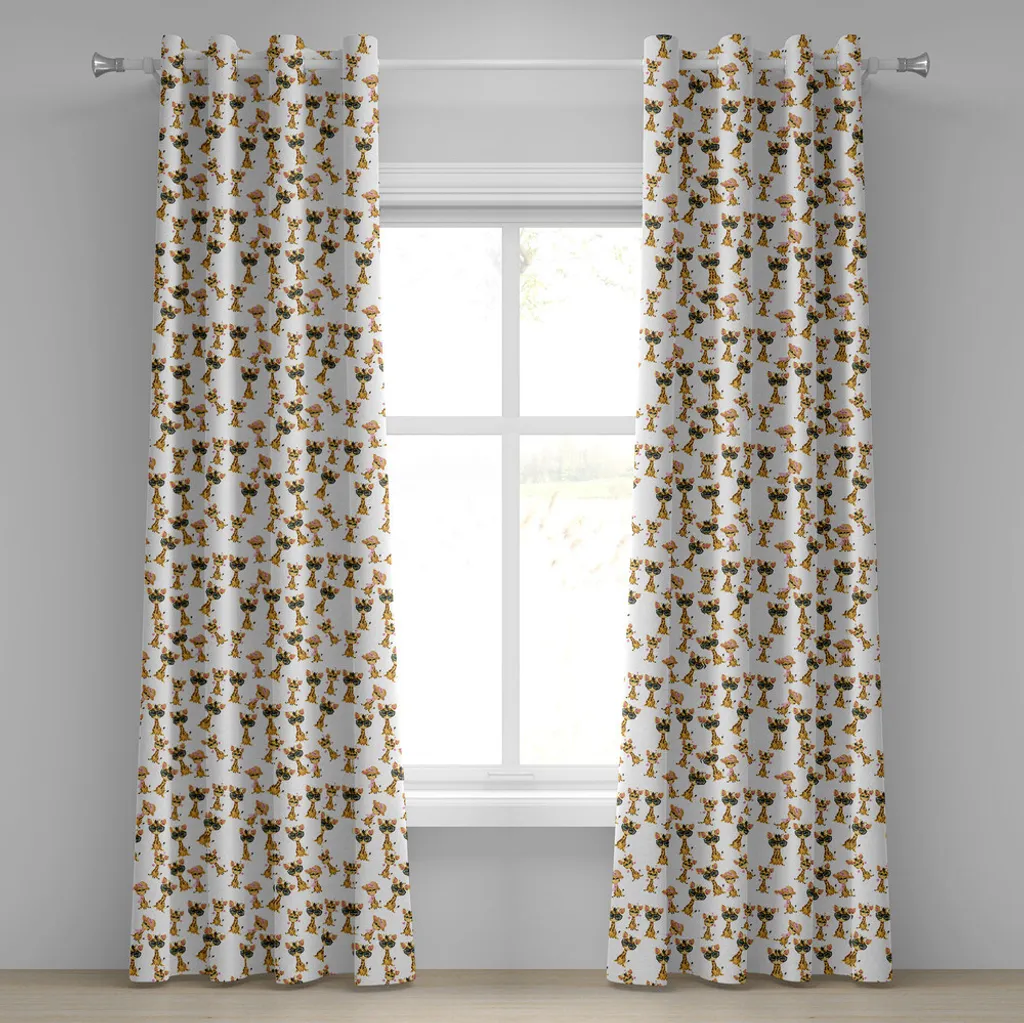 Rideau girafe décoratif en tissu imprimé 2 pans 280x175 cm multicolore