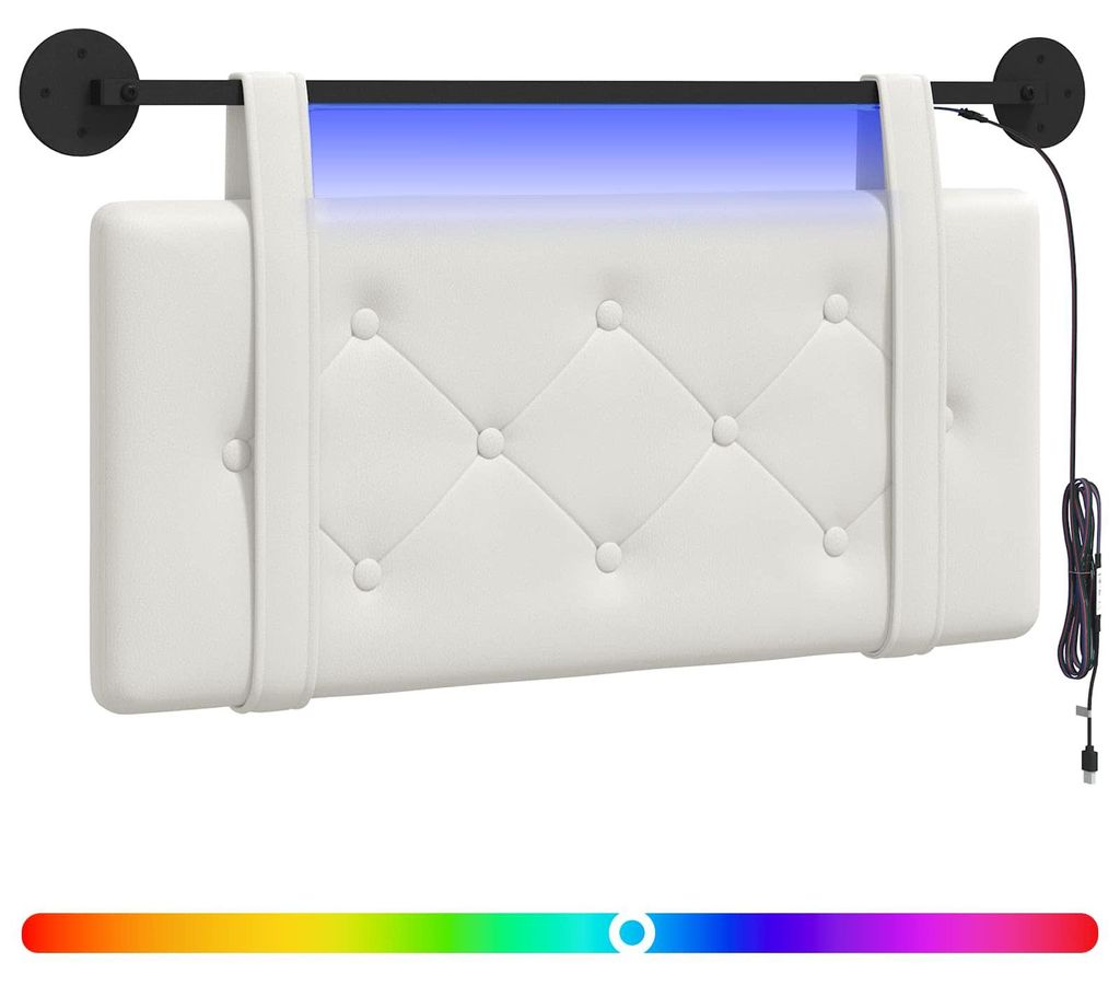 vidaXL Hängendes Kopfteil Mit LED Licht Weiß Kunstleder