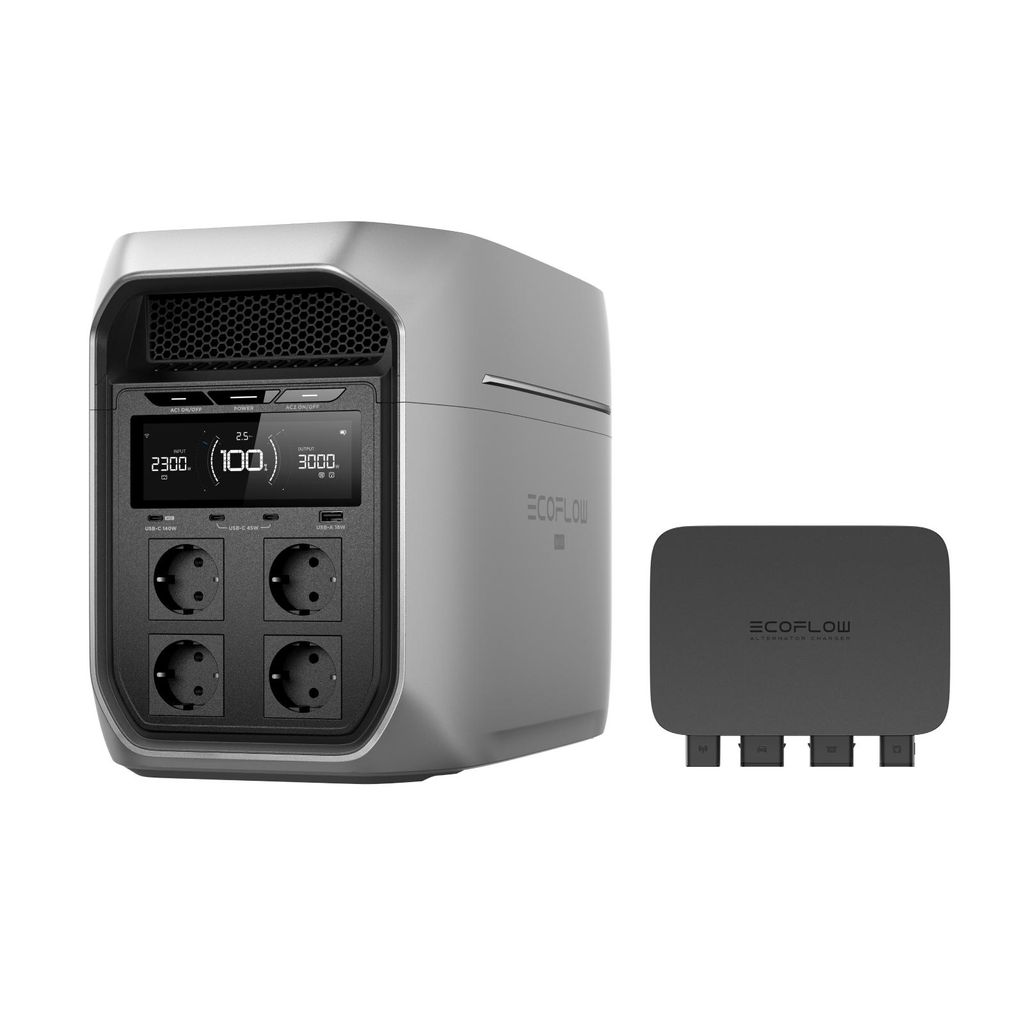 EF ECOFLOW DELTA 3 Max Plus tragbare Powerstation, 2 048 Wh LiFePO4-Batterie, erweiterbar auf 10 kWh, 3 000 W AC-Ausgang, 0–80 % Ladung in 47 Min