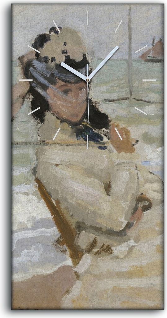 Dekor Leinwand Uhr Wandbilder Geräuschlos 30x60 Camille am Strand von Trouville - weiße Hände