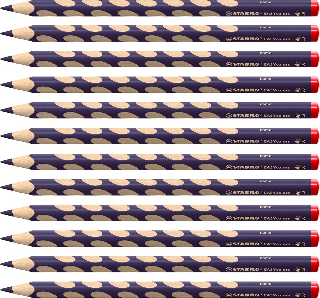STABILO Ergonomischer Buntstift für Rechtshänder - EASYcolors - 12er Pack - blauviolett