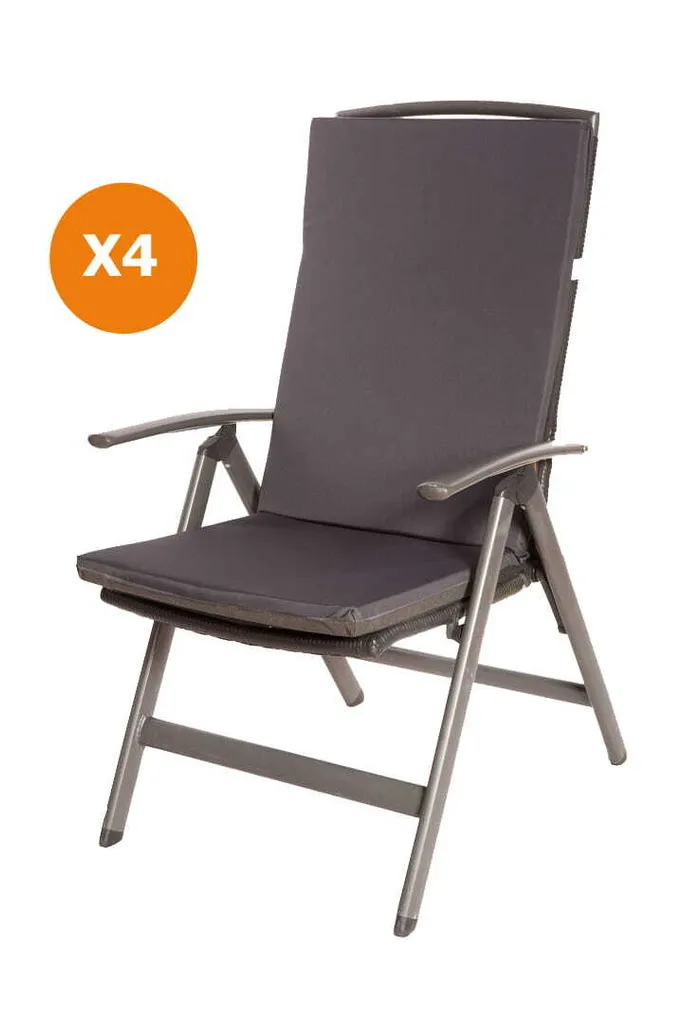 Offerta Set 4 Cuscini Sedie Esterno 110x47 Antracite Schienale Alto