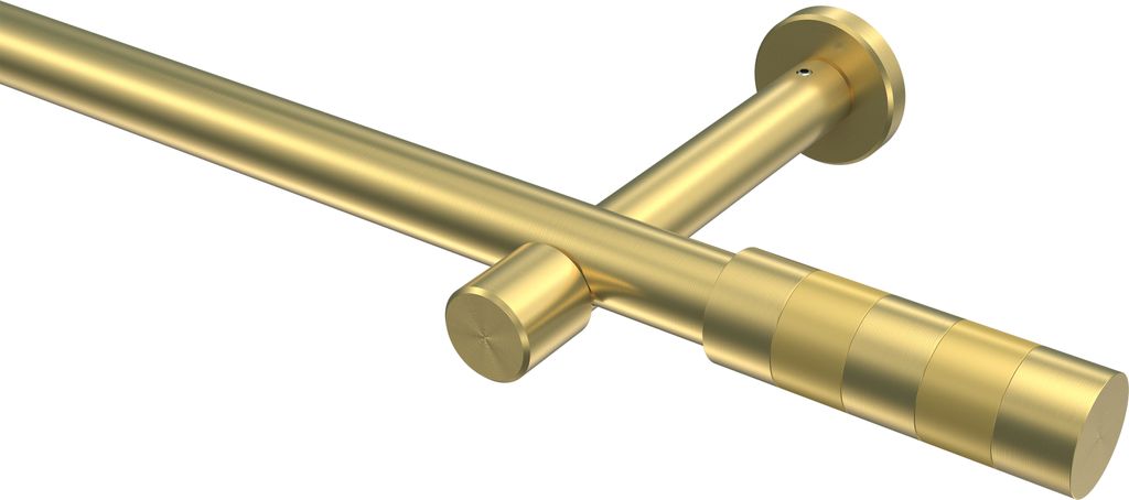 Interdeco Gardinenstange / Vorhangstange Messing-Optik, Typ Prestige Mavell (Zylinder Bicolor) ohne Ringe, 20 mm Ø 1-läufig, 400 cm