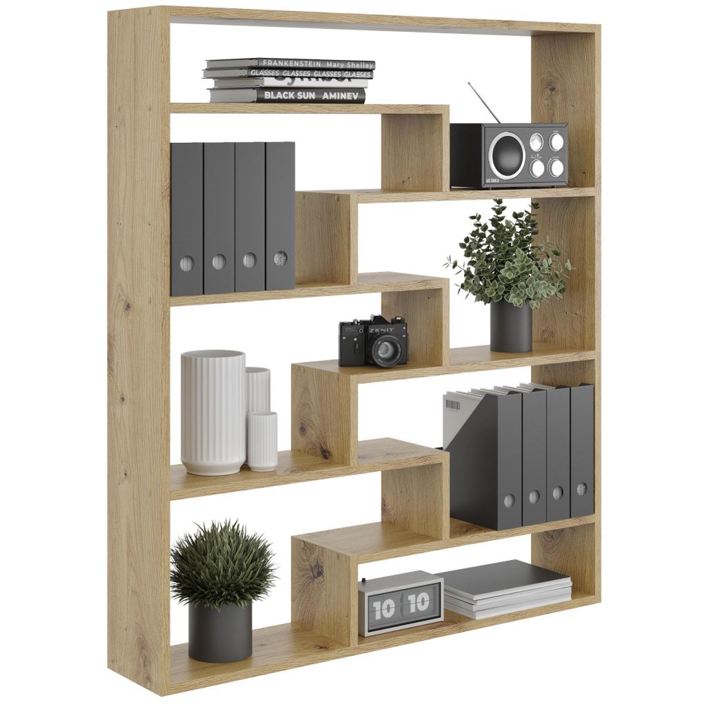 Bücherregal Eiche Artisan – modernes Standregal mit offenen Fächern, stilvolles Regal für Wohnzimmer, Büro oder Schlafzimmer