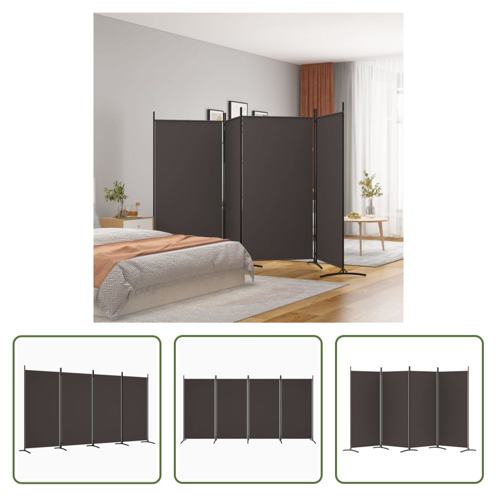 The Living Store 4-tlg. Paravent Braun 346x180 cm Stoff
