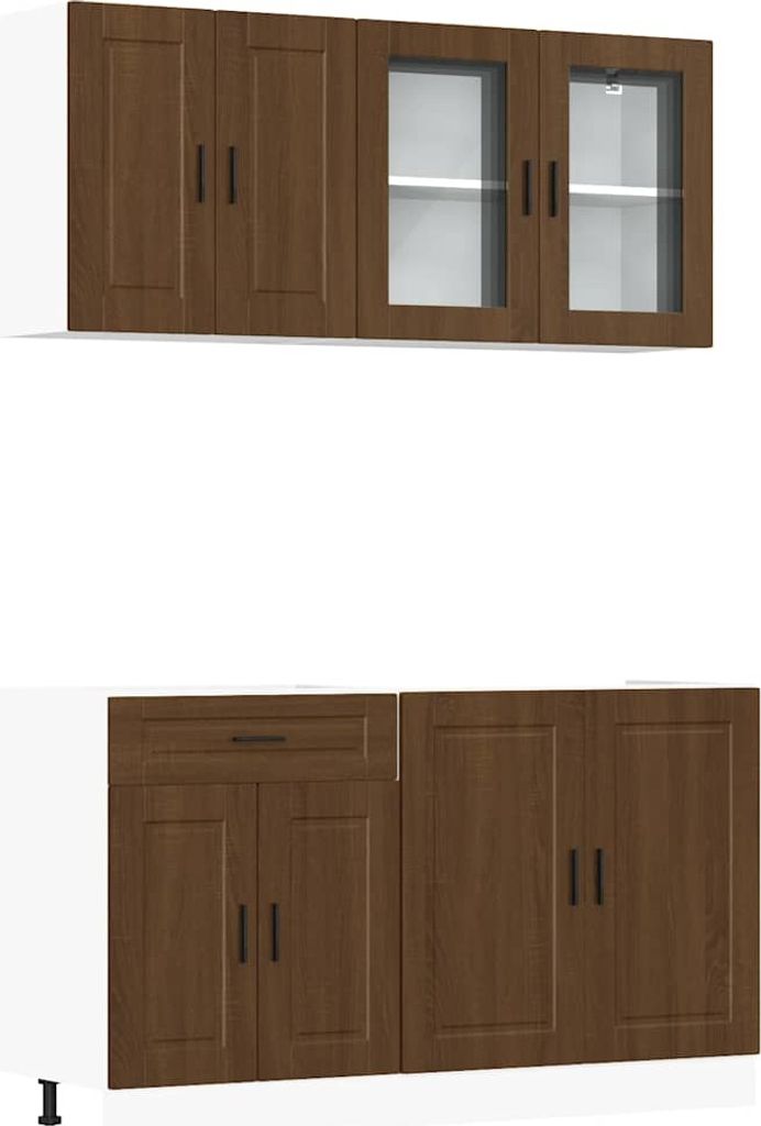 4-tlg. Küchenschrank-Set Porto Braun Eichen-Optik Holzwerkstoff